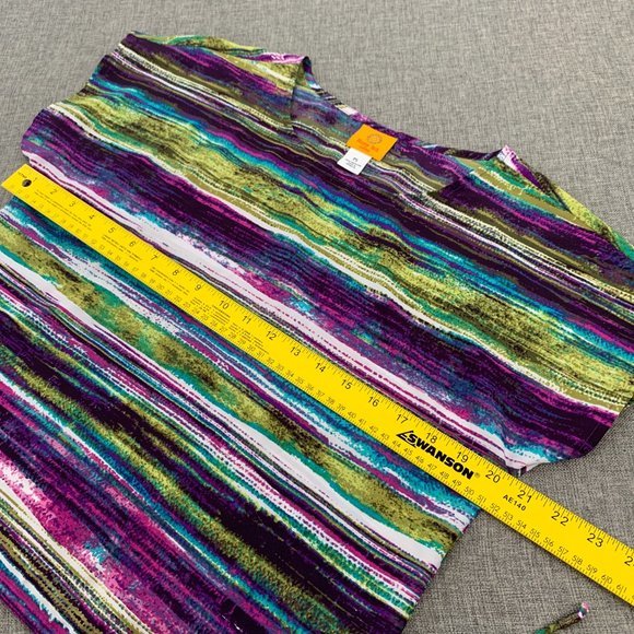 Ruby Rd Multicolor Stripes Blouse Lightweight Petite Small 100% Polyester Round - Picture 4 of 9